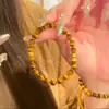 Pulsera de Piedra Ojo de Tigre Cepillada Igual que la de Xiaohongshu, Pulsera de Calabaza Pequeña Dorada Retro de la Fortuna Fulu de Alta Gama