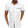 Nova camisa masculina casual de manga curta para primavera, verão e outono, camisa masculina simples de moda executiva com gola de lapela