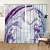 Cortinas Personalizadas con Patrón Abstracto de Flujo Morado Claro, Cortinas de Balcón Elegantes y de Lujo con Estampado Digital Oscurecedoras, Una Pieza Envío Directo