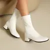 Botas de mujer de corte bajo elegantes y sencillas, estilo europeo y americano, con tacón cuadrado y tacón medio, tallas 32-46, botas de exportación de Amazon