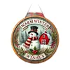 Decoração de placa de porta redonda de madeira de Natal, pingente de decoração de árvore de Natal para varanda externa, teca antiga Binxin
