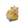 Llavero de Gato Flocado 3D con Pez, Lindo Colgante de Llavero de Resina DIY para Bolsa Accesorios Venta al por Mayor