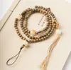 Nuevo Estilo Chino Larga Cadena Colgante para Teléfono Móvil Pulsera de Múltiples Círculos Sándalo Verde con Bodhi Tostado al Carbón Colgante de Teléfono Móvil Loto de Mano
