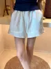 Tencel 2026 Verano Lavado Enzimático Tencel Lino Cintura Elástica Casual Relajado Shorts Blanco