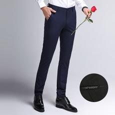 Pantalones casuales ajustados de estilo coreano para hombre, pantalones de seda helada de alta elasticidad sin planchado para hombre, pantalones casuales para las cuatro estaciones para hombre