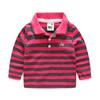 Camiseta de manga larga para niños 2024 estilo coreano polo bordado a rayas para niños top con solapa para bebé descuento de inventario