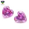 Moissanita Rosa Flor de Cerezo en Forma de Corazón, Piedra Suelta de Moissanita de 0.5-3 Quilates, Venta al por Mayor de Fábrica, Sin Código de Cintura