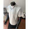 Verano Nueva Camiseta de Hombre Hombro Pesado Manga Corta Americana Retro Cuello Pequeño Costuras Hilo Camiseta Deportiva para Hombre