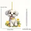 Pendente para Carro de Cachorrinho Fofo com Nova Flor Transfronteiriço Acrílico Plano Decoração para Interior de Carro Espelho Retrovisor