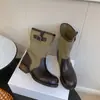 Botas 2026 estilo británico tacón grueso empalmadas retro otoño Botas Martin nuevas western de corte bajo moda botas de media pantorrilla