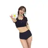 Biquíni Dividido Moda Simples Tailandesa Colorido Sexy Menina Quente Calça de Cintura Alta Roupa de Banho para Férias na Praia e Fontes Termais