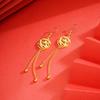 Novo estilo nacional de areia brincos de ouro das mulheres elegante luz de luxo dragão e fênix padrão oco brincos moda nacional borla de cobre banhado a ouro jóias