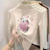 Y2174# Ropa Cálida de Invierno de Dibujos Animados para Niñas Camiseta Base Gruesa Forrada de Polar para Niños Chaqueta de Cuello Semi Alto Manga Larga Terciopelo Alemán Moda