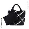 Bolso Tote Tejido a Mano Transfronterizo Tela de Nailon para Buceo Textura de Alta Gama Color en Contraste Cesta de Verduras Cubo Bolso de Mano