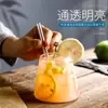Monte Japonés. Fuji Glass Vidrio Resistente al Calor Taza de Agua Ins Internet Roja Taza para Café Helado Bebida Fría Taza de Agua Ultra Ligera y Delgada