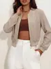 Chaqueta simple de moda transfronteriza Amazon europea y americana 2026, abrigo corto de manga larga de color liso con cremallera, estilo europeo y americano