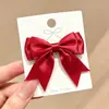 Grampo de cabelo de poliéster de dupla camada mais vendido internacionalmente com laço de cauda de andorinha, presilha de cabelo doce e fofa para meninas, presilha para franja lateral