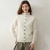 Cardigan de Cachemira Simple y Suave con Cuello Alto para Mujer, Suéter de Punto con Botones, Abrigo