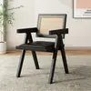 Silla de Ratán Chandigarh Silla de Comedor de Madera Maciza Silla con Reposabrazos y Respaldo Antiguo Francés para el Hogar Taburete Silla de Ratán Informal