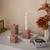 Portavelas de Columna Cuadrada de Cerámica, Decoración Retro Francesa, Portavelas Romántico para Cena a la Luz de Velas, Adorno Suave para Fotos