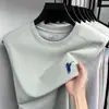 Camiseta de algodón sin mangas para hombre, estilo nuevo de verano, con bordado de poni, chaleco de color liso a la moda