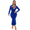 Y1275 Roupas Femininas Transfronteiriças Europeias e Americanas Amazon Inverno Novo Sexy Moda Decote Halter Sem Costas Quadril Vestido Cauda de Peixe