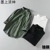 2024 Verão Nova Gola de Linho Masculina Camisa de Manga Cinco Pontos Moda Masculina Algodão Linho Solto Plus Size Camisa Casual