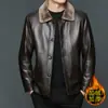 Rebaja Caliente Chaqueta de Cuero para Hombre con Forro de Felpa y Chaqueta de Cuero Gruesa Forrada de Piel para Papá Ropa de Invierno para Personas de Mediana Edad y Mayores Chaqueta de Cuero Caliente