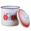 Caneca de Esmalte Clássica Nostálgica Lata de Chá de Ferro com Tampa Grande para Escritório Hotel Estilo Antigo Flor Dupla Felicidade Casamento Caneca