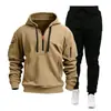 2026 Novo Conjunto de Moletom com Capuz e Calça Esportiva para Homem, Moda Outono-Inverno Transfronteiriça, com Múltiplos Bolsos e Zíper