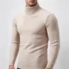 Suéter de Punto Cálido de Cuello Alto para Hombre Otoño/Invierno Estilo Coreano Ajuste Delgado Color Sólido Pulóver Ropa Interior de Punto