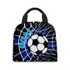 Bolsa Tote Aislada con Tema de Fútbol de Gran Capacidad, Incluye Lonchera y Fiambrera, Bolsa de Almuerzo Grande de Papel de Aluminio para Estudiantes