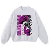 Moletom com capuz estampado, desgastado e lavado com textura vintage, estilo oversized solto street style, moletom unissex para vendas transfronteiriças