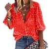 Primavera y Verano 2021 Nuevo Transfronterizo para Mujer ebay Amazon Camisa de Cuello de Traje Casual de Manga Media con Estampado de Leopardo para Mujer