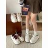 Jin Mi Invierno Forrado de vellón Grueso Dos Algodón con Cordones Zapatos de Mujer 2024 Nuevos Zapatos Blancos Suela Gruesa Zapatos Casuales de Plataforma para Mujer