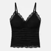 Camisola Exquisita de Encaje Francés sin Espalda para Mujer con Copas Integradas, Cuello en V, Corte Ajustado, Prenda Interior para Otoño Temprano 2026