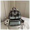 Mochila de Moda Xadrez com Saia de Babados de Bolinhas Doce Retrô para Mulheres, Mochila Pequena Versátil de Alta Qualidade Tendência para o Dia a Dia