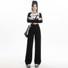 Jeans de Perna Reta Branco-Cremoso Feminino Primavera Mergulhado Novo Versátil Cintura Alta Emagrecedor Solto Tendência Calças de Perna Larga