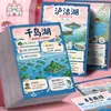 54 Folhas de Adesivos de Mapas de Lagos Chineses Famosos, Guia Ilustrado de Conhecimento de Geografia Humana de Lagos Famosos, Adesivos de Popularização da Ciência da Jornada Maravilhosa