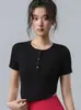 Camiseta Deportiva de Secado Rápido para Correr, Yoga, Mujer, Manga Corta, Ajuste Ceñido, Profesional, Entrenamiento de Pilates, Ropa de Fitness, Cuello Redondo, Verano