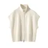 Estilo Curto~ Cardigã de Tricô 100% Caxemira Pura Consinee para Mulheres, Suéter Colete Jaqueta Elegante, Grosso e de Caimento Solto