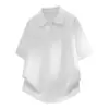 Camisa Polo de Malha Respirável de Alta Qualidade para o Verão com Textura de Onda Retrô Manga Curta Casual Juvenil com Gola