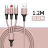 Línea de datos tres en uno líquida de uno a tres línea de carga para teléfono móvil para Apple tipo-c silicona usb línea de carga rápida