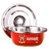 Bacia Vermelha de Aço Inoxidável com Tampa, Bacia de Lavar Doméstica Espessada, Bacia de Cozinha, Bacia para Sopa, Bacia para Legumes, Bacia para Óleo, Bacia para Salada