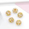 Bola de flor de diamante de imitación de 8/10/12 mm, bola de soldadura, espaciador de diamante de imitación, agujero grande, anillo de perforación de soldadura, joyería DIY