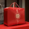 Saco de armazenamento de colcha de casamento, colcha de dote para casa, bolsa de casamento, conjunto de quatro peças, bolsa de embalagem vermelha, tecido Oxford