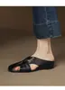 Sandálias Femininas Retro Baotou Tira Cruzada Vazada Solado Macio Salto Birken Moda Verão Antiderrapante Novas