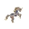 Broche de Unicornio de Cristal de Moda Electrochapado Oro Antiguo Vintage Broche de Animal Accesorio para Ropa de Mujer Pin Venta al por Mayor Accesorio para Cuello