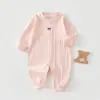 Macacão de Bebê Primavera e Outono Algodão Puro Quatro Estações Manga Longa Sem Costura Roupas para Recém-Nascidos Pijamas para Casa Roupas de Engatinhar para Bebê