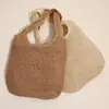 Dropshipping Nova Bolsa de Palha de Ombro Único de Grande Capacidade, Bolsa Simples de Palha Trançada, Bolsa de Praia para Férias, Bolsa Casual Feminina